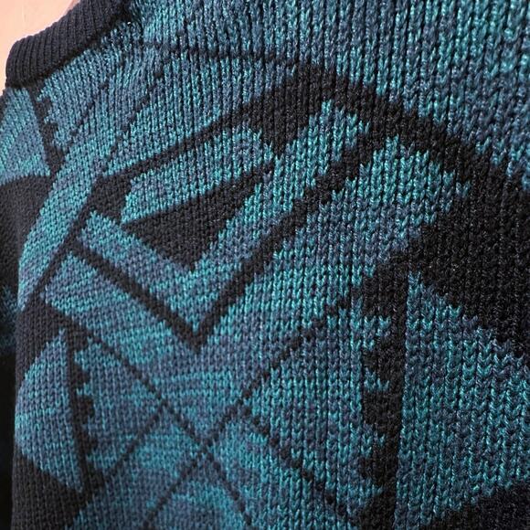 VTG Cosby Sweater Mens XL Blue Abstract Geometric Knit Pullover Crewneck 90s Y2K - Picture 14 of 14